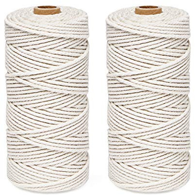 ilauke 3MM Bakers Twine, 200m Cotton Macrame Cord Kitchen Cooking String for Trussing and Tying Poultry Meat Making Sausage DIY Crafts and Decoration (Beige)