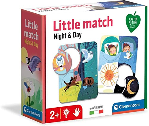 Clementoni - Little Match-Día y Noche-6 Mini, Rompecabezas de encastre, Juego Educativo para niños de 2 años, Fabricado en Italia, Multicolor, 16327