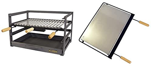 Imex El Zorro Cajón Barbacoa Con Parrilla, Negro, 72X41X35 Cm, 71479.0 + 71622 - Plancha Para Barbacoa, Hierro, Gris, 71 X 41 Cm