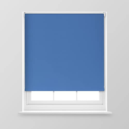 Trimmable Blackout Roller Blind - 5FT - ROYAL BLUE - 150cm(W) x 170cm(L) | Polyester Thermal Blackout Roller Blind with Trim-To-Size Fit, Blocks Light, Retains Warmth, Ideal for Bedrooms & Lounges