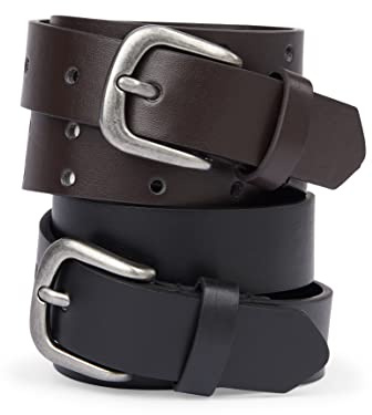 The Children's Place Boys Belt, Black/Brown 2-pack, 4-7 US