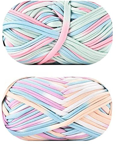 Oneroomone 2 Stück T-Shirt Garn Stricken Häkelgarn, Webgarn Häkelgarn, DIY T-Shirt Garn, für Stricken Von Häkelgarn Korbflechtzubehör