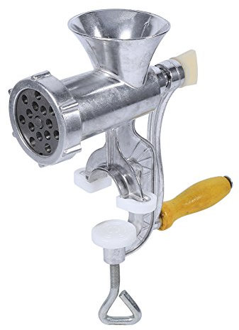 Tritacarne Manuale in Alluminio con Morsetto da Tavolo - per Fare Salsiccia, Ripieno di Carne, Argento