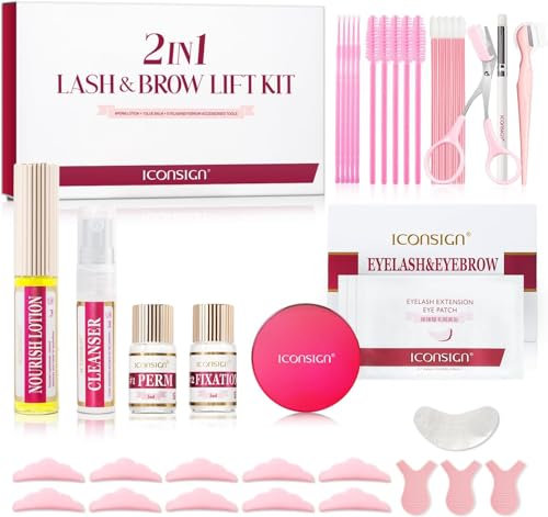 ICONSIGN 2-in-1 Professionelles Wimpern- und Augenbrauen-Liftng-Set, für 6–8 Wochen, Mascara, Lifting-Wimpern, Make-up-Werkzeug
