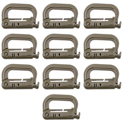 Tiardey 10 Pezzi Moschettone Tattico D-Ring Accessori Molle Moschettone in Plastica per Arrampicata Escursionismo all'Aria Aperta