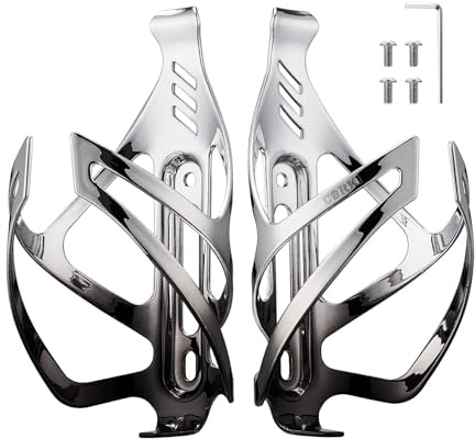 Corki Cycles Bike Water Bottle Holder Aluminum Alloy, Universal Bike Water Bottle Cage for Road, Mountain and Gravel Bikes - 2 Pack - Black&Silver
