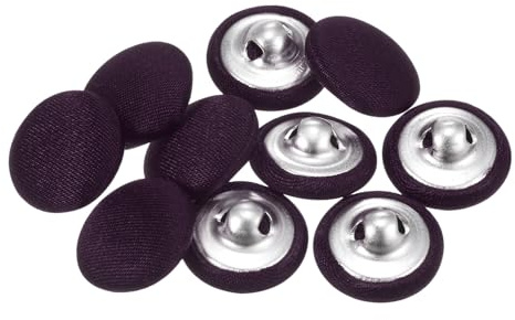 HARFINGTON 10pcs 24L Fabric Cloth Covered Button 15mm Round Metal Sewing Buttons for Suits Dress Blouses, Deep Purple