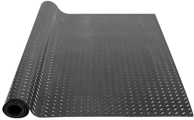VEVOR Diamond-Plate-Gummibodenbelag-Rolle, 3 mm x 4 ft x 10 ft Garagenbodenmatte, SBR-Gummi-Garagenbodenbelag-Rolle, Diamond Plate-Gummimatte für unter Autos, Garage, Industrie, Fitnessstudio, Schwarz