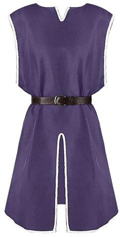 Gefomuofe Herren Mittelalter Weste Flieder Mittelalter Kostüm Halloween Tunika Schnürhemd Piraten Ärmellos Weste Mantel Viktorianisches Kostüm Flieder Cosplay Jacke