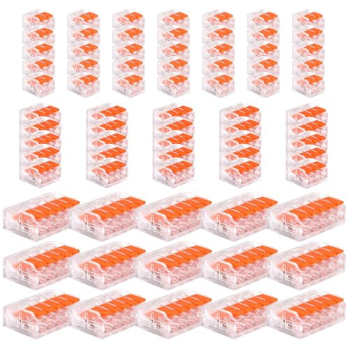 Kabelverbinder, 75 Stück Kabelklemmen mit Betätigungshebel, 4mm² Leiter Klemme Kabelklemmen Elektro Anschlussklemmen 35 Klemmen 2 polig, 25 Klemmen 3 polig, 15 Klemmen 5 polig