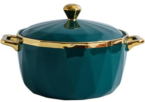 KRODEAIR Sopera de cerámica con Tapa,Sopera de China con Tapa,Sopera de Porcelana Sopera de cerámica con Tapa para Servir Sopa,1800ml