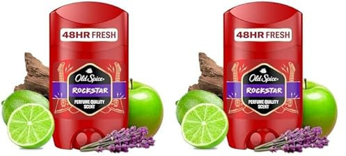 Old Spice Rock Déodorant en stick pour homme, 50 ml, fraîcheur 48 h, parfum longue durée, 0% sels d'aluminium, pas de taches sur le noir et le blanc, fabriqué à partir de 50% de plastique recyclé