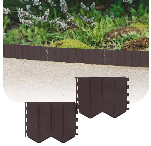 GARDENIX Bordure de pelouse Facile à Installer - en Plastique Marron - 10,3 m - sans Creuser - Bordure de Parterre en Plastique recyclé - Flexible et Durable - Fabriquée dans l'UE
