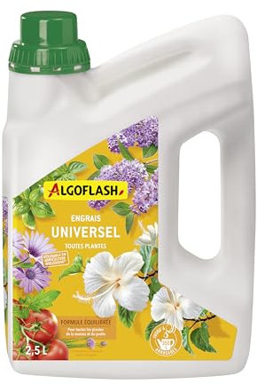 Algoflash Engrais Universel Liquide, Utilisable en Agriculture Biologique, Bouchon Doseur Inclus - 2,5 L