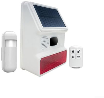 Sirène solaire d'extérieur sans fil 433 m avec panneau solaire avec fonction lumière clignotante LED, IP65, comme système d'alarme de sécurité domestique (B)