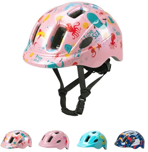 Favoto Casco Bici Bambini Leggero - Certificato CE Regolabile Traspirante Casco da Bicicletta Protettivo Antiurto per Monopattino Skateboard Roller con Ventilazione Fodera Lavabile S 48-52cm