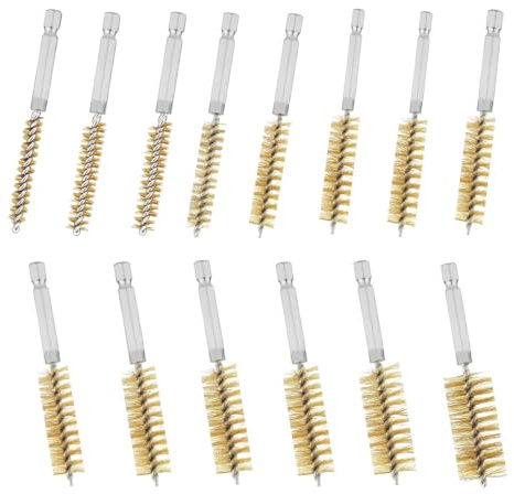 14 stycken mässingsrörborste 8–25 mm set cylinderborste borrhålsborste | Mässing borrhål rörborste trådborste ren borrhålsborste med handtag för slagborrar effektiv rengöring av borrhål