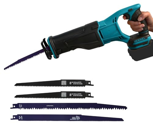 Sierra de sable con batería para Makita 18 V, 3500 RPM, velocidad variable con 4 hojas de sierra para cortar madera, metal y plástico (sin batería)