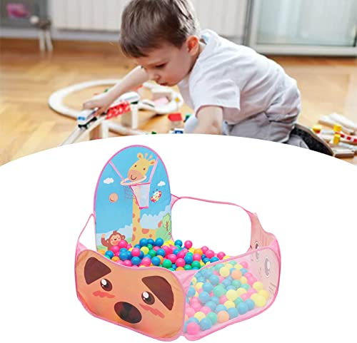 EMUKOEP Tente de Fosse à Balles pour bébé Girafe de Dessin animé avec Panier de Basket-Ball, Ligne d'emballage épaisse, Tissu en Polyester, Aire de Jeu Idéale, Moins de 5 Ans (Rose)