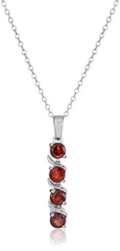 Amazon Essentials womens Sterling Silver Genuine Garnet Pendant Necklace, 18
