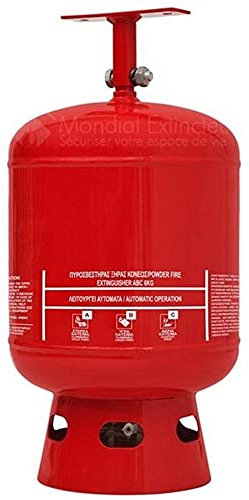 Extincteur automatique à poudre 6 Kg - Mobiak - Rouge - Extincteur pendulaire « sprinkler » automatique - Capacité d'extinction A B C - 10m3 ou 5m2 de hauteur 1.5~2m - Température d'activation 68°C