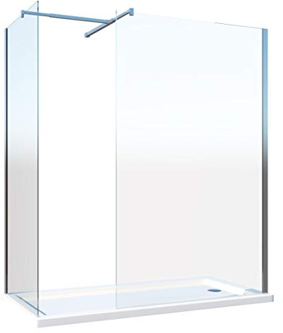 Doppia Parete Doccia Walk-in Con Braccio Di Sostegno Superiore A T Vetro 8 mm Reversibile (68-70 x 118-120 H 200 cm)