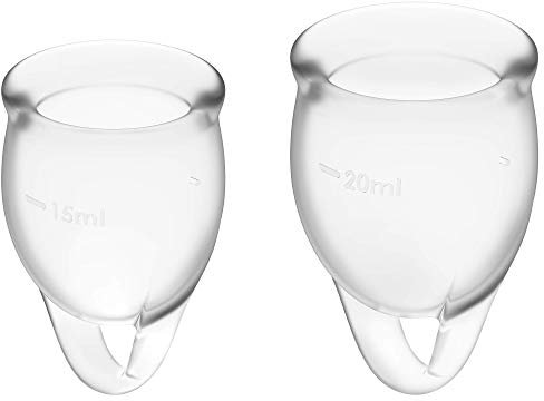 Satisfyer Feel Confident Menstrual Cup 2 Pieces | Reusable & Sustainable Menstrual Cups, 15 & 20 ml | Easy Cleaning & Comfortable | Long-Lasting Protection Medical Silicone: White