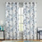 Beauoop Navy Blau Voile Vorhänge Blätter Blumen Muster Leinenoptik Vorhänge mit Ösen für Wohnzimmer Botanisch Halbtransparent Ösenvorhang für Bauernhaus Schlafzimmer 2er Set, 127 x 245cm (HxB)