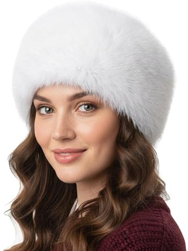 TRIFOLIUM Chapeau d'hiver Chaleureux pour Femme - Douceur & Style, Look Russe Cosaque Blanc Cassé Long Synthétique Étiquette d'usine S (HT6386-S-WT-Fox)