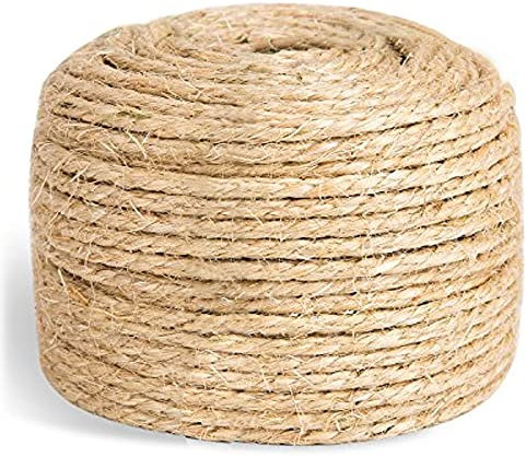 SGAVAHSG Corde en sisal pour réparation d'arbre à Chat de 50 m, 6 mm de diamètre, Corde en sisal Naturel pour griffoir, Remplacement ou récupération griffoir à Chat