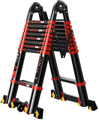 KEppd Ladder,Herringbone Ladder,3.4-8.2M Telescopic Ladder Aluminum Telescopic Ladder Tall Multi Purpose Heavy Duty Easy to Store and Easy to Carry,4.1+4.1=Straight 8.2m (4.1+4.1=straigh