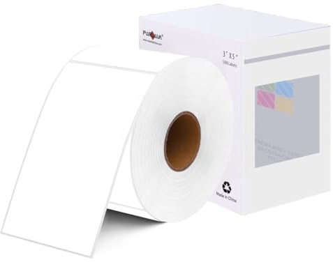 PARLAIM 3 X 5 Inch Adhesive Rectangular Color Coding Stickers, 500 PCS Square Inventory Label Name Tag Per Roll (White)
