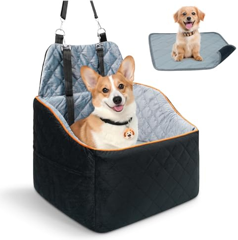 CEMOFE Seggiolino Auto per Cani per Cani Piccoli fino a 15.8 kg - Seggiolino Auto Cane Rimovibile e Lavabile con Cuscino, Trasportabile con Guinzagli di Sicurezza per Sedile Passeggero e Posteriore