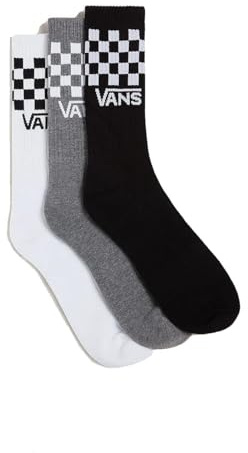 Vans Off The Wall Classic Crew Lot de 3 paires de chaussettes à carreaux Noir, Noir , taille unique