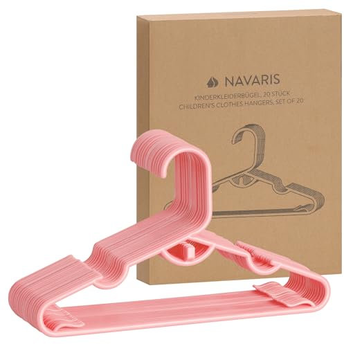 Navaris Kinderkleiderbügel 20er-Pack - robuste und langlebige Baby Kleiderbügel - Kinderbügel platzsparend für Baby- & Kleinkinderzimmer - Kunststoff Kleiderbügel Rosa
