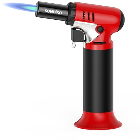 Sondiko Butane Torch Lighter with Visible Fuel Window, Refillable Soldering Torch with Adjustable Flame for Welding, Resin Art, Industrial(Butane Gas Not Included)