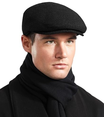 Comilaka Herren Schiebermütze Barret Cap Gatsby Schirmmütze Einstellbar Newsboy Cap Baskenmütze Herbst Winter 55-59cm