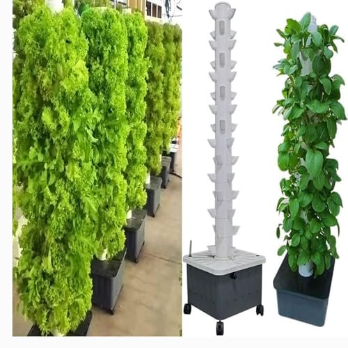 PTSZNGS Sistema de Cultivo hidropónico en Torre, Sistema de Cultivo Interior y Exterior, Torre de Cultivo sin Suelo, Kit de Cultivo aeropónico de 45 Orificios