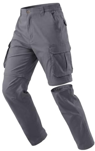 NATUVENIX Hiking Pants Men Quick Dry Convertible Fishing Pants for Men Zip Off Lightweight Mens Cargo Pants Outdoor Travel Grey