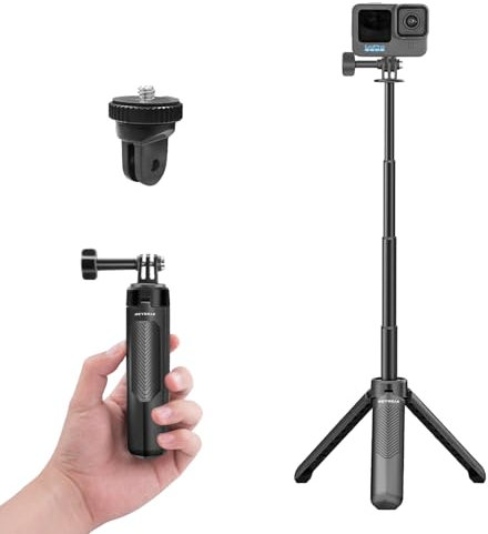 REYGEAK 40 cm Selfie Stick Trípode para GoPro, 2 en 1 Mini trípode Soporte para dji Osmo Pocket 3, GoPro Hero 13/12/11/10/9/Max, Osmo Action 5 Pro/4, Insta-360 X5/X4
