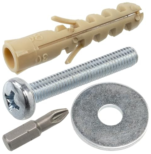 AERZETIX Kit med 15 st vingpluggar Ø8 x 40 mm i nylon för M6-skruvar + 15 st metallskruvar M6 x 40 mm + 15 breda brickor för M6-skruvar och 1 skruvinsats