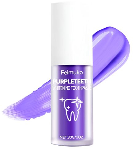Pasta Dental Blanqueadora Purple V34,Blanqueamiento Dental Pasta de Dientes Morada,Corrector Color, Elimina Manchas, Blanqueamiento Instantáneo, Uso Diario, Neutraliza Amarillos