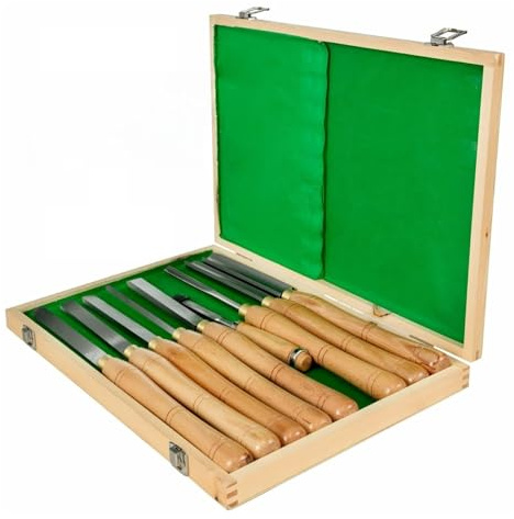 Juegos de cinceles for carpintería, torno de madera de sobremesa de 8 piezas for laboratorios de torno de madera/talleres/ingeniería Para bricolaje(Burlywood)