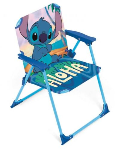 ARDITEX Silla Plegable para Niños con Diseño de Stitch, Aloha, Azul, 38 x 32 x 53 cm