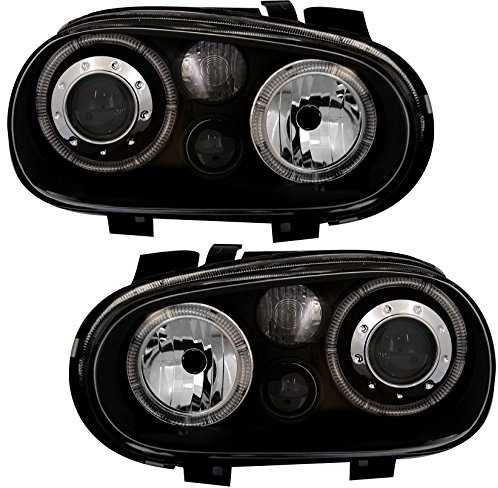AD Tuning GmbH & Co. KG Angel Eyes Scheinwerfer Set, geeignet für VW Golf 4 1J (10/1997-5/2006) nur Fahrzeuge mit NSW. Ausführung: Klarglas Schwarz.