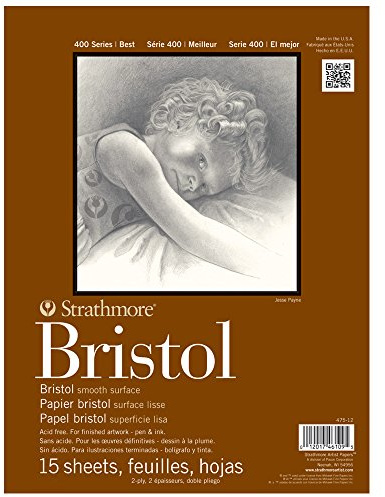 Strathmore 400 Series Tape Bound 2-Ply Bristol Pad, Smooth Surface, 11 X 14 inches, White, 15 Sheets (475-2)
