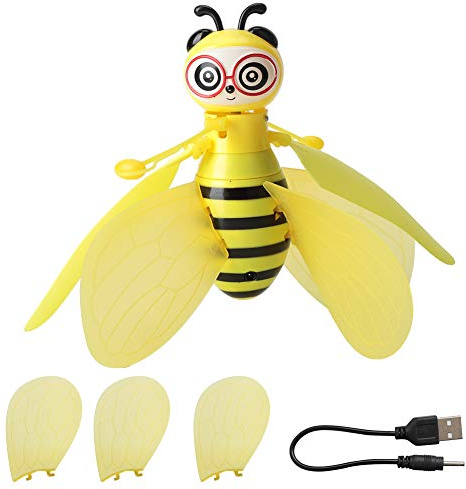 Tnfeeon Juguete Abeja voladora RC Helicóptero inducción por Infrarrojos Drone con luz LED Brillante Juguete controlado a Mano niños niñas