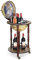 RELAX4LIFE Carrello da Bar con Globo, Tavolo da Bar a 2 livelli in Legno di Eucalipto Naturale, Mobile da Bar in Stile Vintage con Ruote Girevoli per Vini e Liquori
