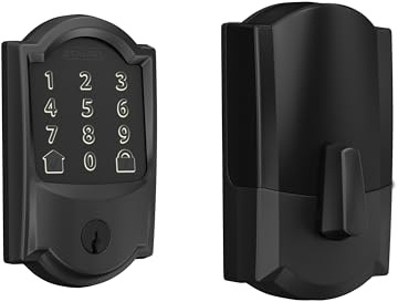 Schlage Encode Smart Wi-Fi Deadbolt Lock with Touchscreen Keypad, Keyless Front Door Entry, App Control, Alexa, Google Home and Airbnb Compatible, Matte Black, BE489WB CAM 622