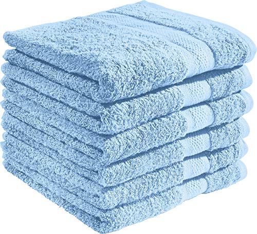 REDBEST Handtuchset, Frottierset 6er-Pack Chicago hellblau Größe 50x100 cm - saugstark, strapazierfähig, ideal für Reisen, Sport (weitere Farben)